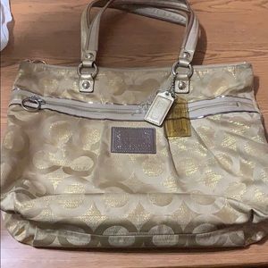 Large gold Coach Poppy handbag